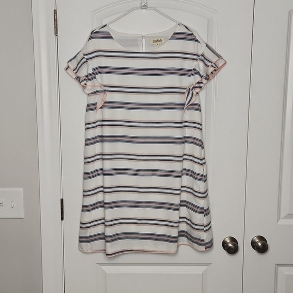 LISTICLE Flowy Striped Ruffle Sleeve Shift Dress